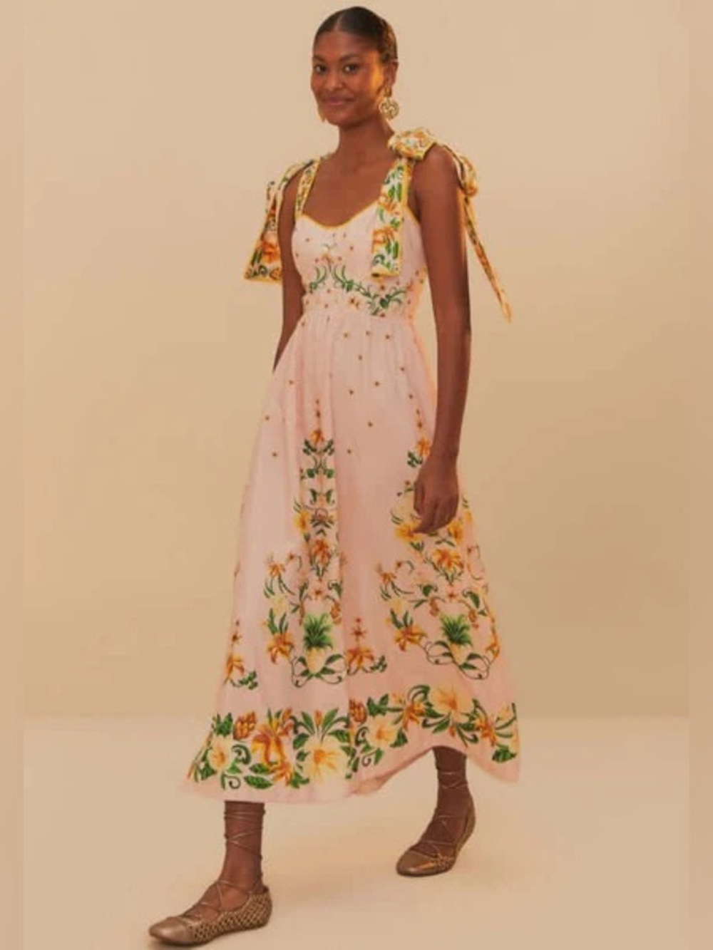 Farm Rio: Botanical Beauty floral cotton-blend midi dress - Picture 8 of 13